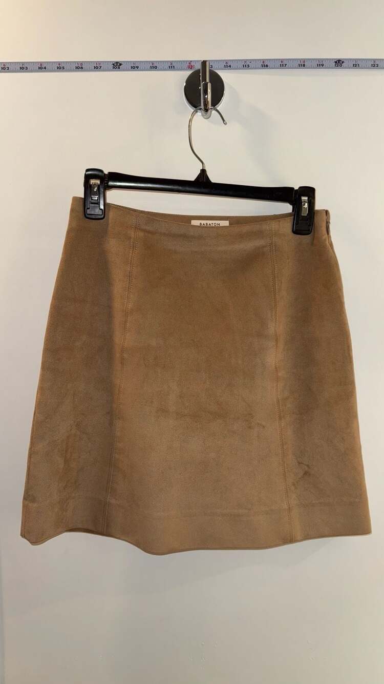 Babaton Modern Mini Skirt Faux Suede Tan Size 4